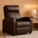 Recliner Chair Single Reclining Sofa Home Theater Seating with Lumbar Support and Padded Backrest for Living Room and Bedroom (Leather, Brown)
