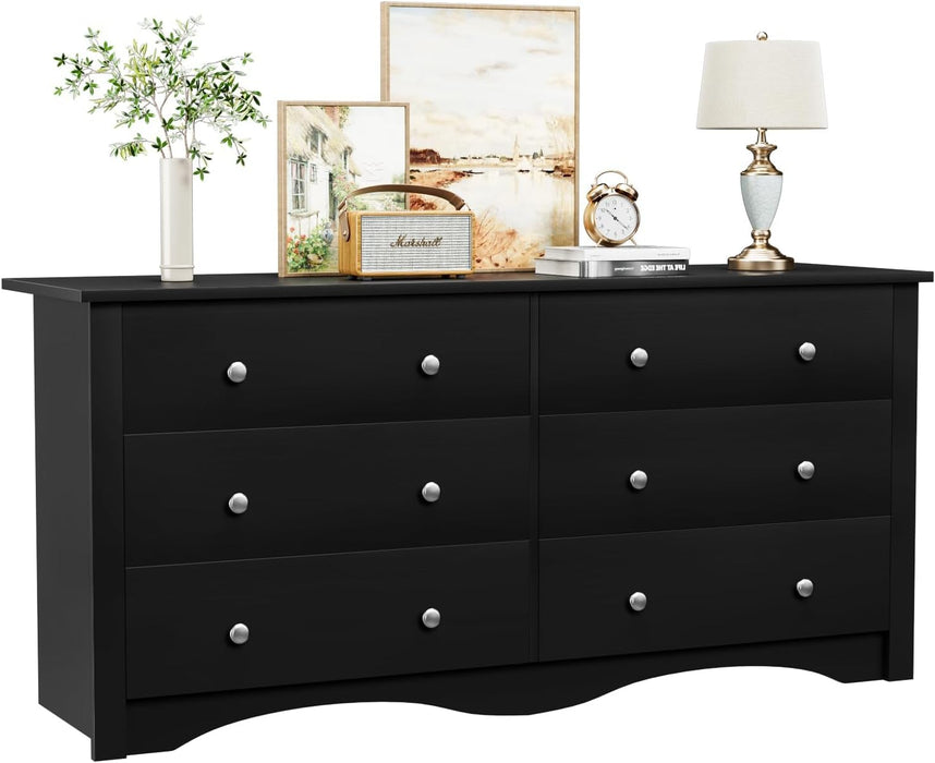 Black 6-Drawer Dresser for Bedroom