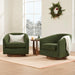 Swivel Accent Chair, FSC Certified Upholstered Velvet Barrel Chair for Living Room Set of 2, Fully Assembled, Forest Green