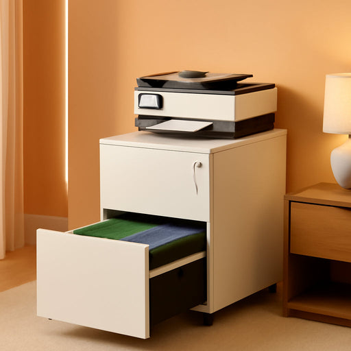 2-Drawer Rolling File Cabinet with Lock, Metal Filing Cabinet for Home Office, Fully Assembled under Desk Cabinet, White