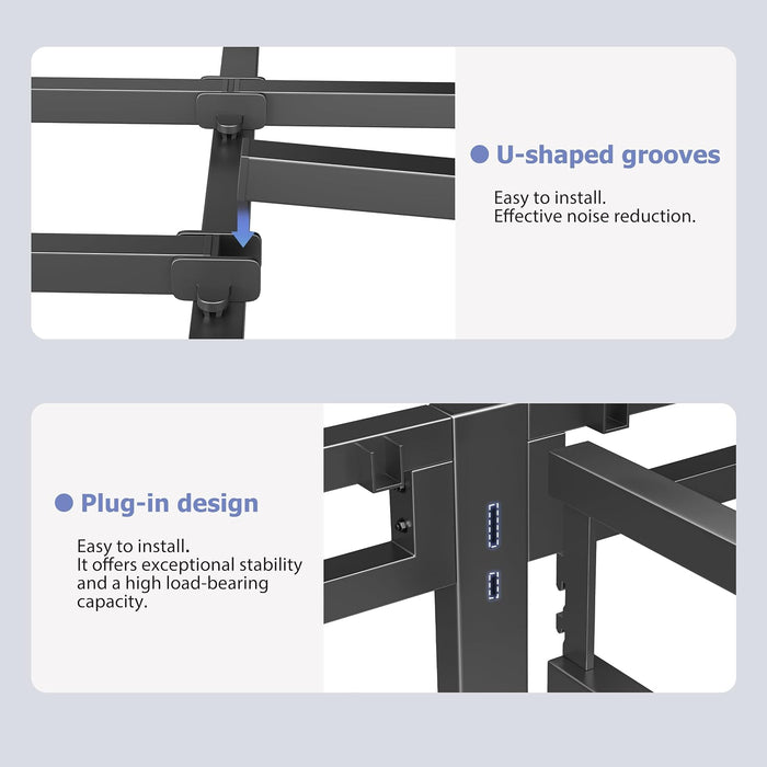 Full Size Metal Platform Bed Frame, 22 Inch Dual-Layer Heavy Duty Base
