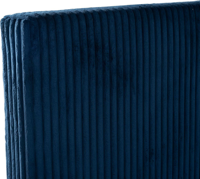 Couture Collection - Mallika Navy Corduroy Queen Bed, Channel Tufted Headboard, Plush Upholstery, No Box Spring Needed (SFV6117C-Q)