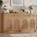 59" W Arched and Fluted Sideboard Buffet Cabinet with Storage, Oak