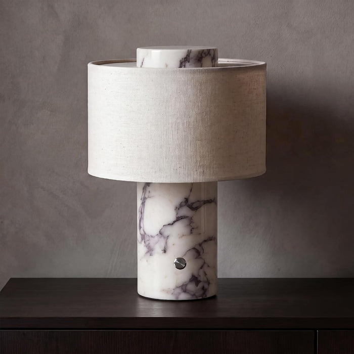 Marble Table Lamp Cordless Stone Lamps Rechargeable, Calacatt Viola Lamp