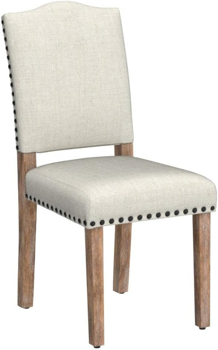 Upholstered Dining Chairs Set of 6 Classic Fabric Kitchen Chairs with Nailhead Trim and Wooden Legs for Dining Room/Living Room/Restaurant/Apartment, Beige
