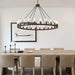 XL Handcrafted MatteBlack Walnut WagonWheel Chandelier