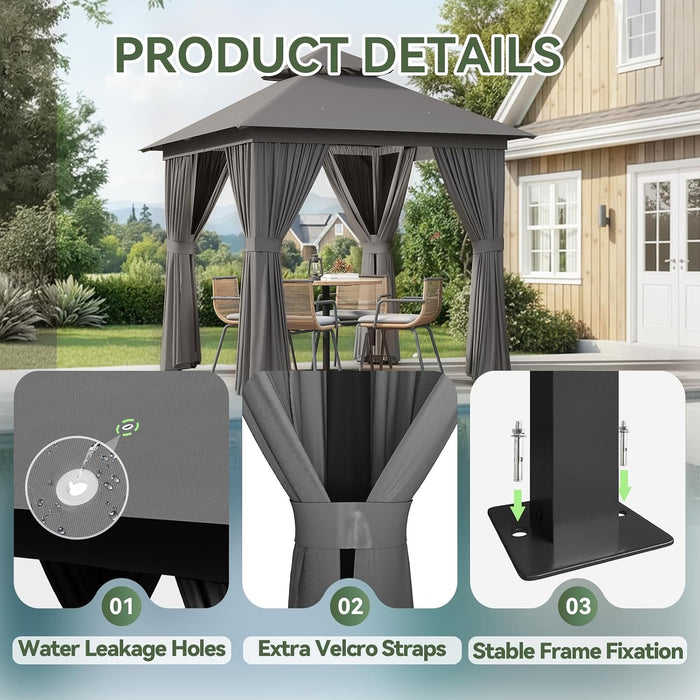 8x8Ft Durable Outdoor Gazebo With Mosquito Netting