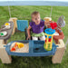 All around Playtime Patio with Canopy Playset – Shaded Outdoor Playhouse for Kids with Realistic, Interactive Features, Room for Multiple Toddlers to Play – Dimensions: 60" H X 47.5" W X 47.5" D
