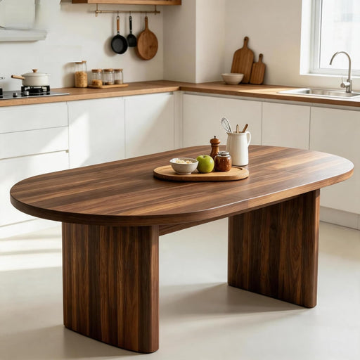 Oval Dining Table 70Inch Double Pedestal BrownFinish