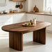 Oval Dining Table 70Inch Double Pedestal BrownFinish