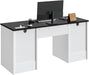 59” Office Desk with Lockable Drawers, Modern Computer Desk with File Drawer, Charging Station & Drop-Front Keyboard Drawer, Executive Desk with Storage Cabinet for Home Office & Studio, White