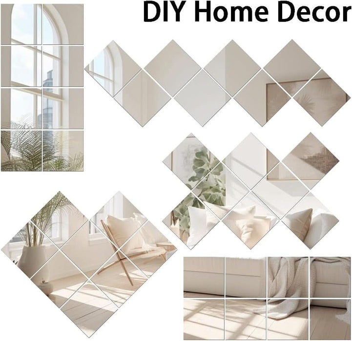 Home Gym Mirror Tiles 11'' X 11'' X 8PCS Full Body Mirror Full Length & Wall Mounted Mirrors Decorative for Home Gym, Door, Bedroom & Bathroom