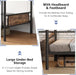 Metal Bunk Bed Twin over Twin, Industrial Bunkbeds Heavy Duty Bed with Safety Guard Rails and Space-Saving Design, Steel Bed for School, Bedroom (Vintage Brown)