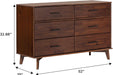 Modern Solid Pine Wood 6-Drawer Dresser with Metal Handles and Generous Storage Space, Walnut Finish