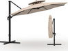 10FT Patio Umbrella, Offset Cantilever Umbrella with UV Protection, Fade Resistant Polyester Fabric, Easy Tilt Adjustment Pool Umbrellas Outdoor for Deck, Garden, Backyard
