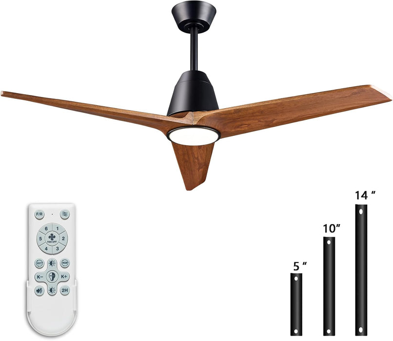 52 Inch Dark Walnut WhisperQuiet CeilingFanWithLED