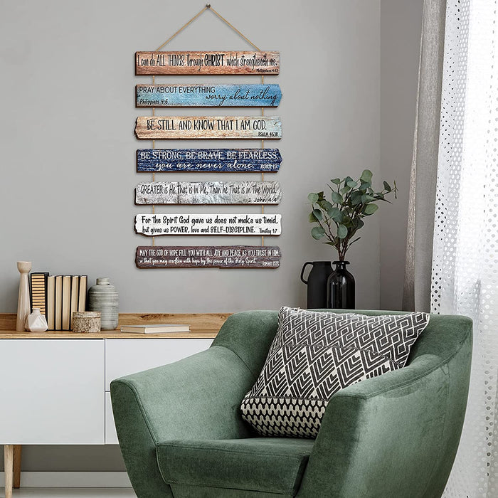 Christian Wall Art Office Inspirational Wooden Bible Verses Wall Decor Bedroom Scripture Wall Art Meditation Inspirational Hanging Wood Sign for Kitchen Living Room Women Room(Brown)