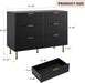 47.2" Fluted Black 6 Drawer Dresser for Bedroom with Deep Drawer