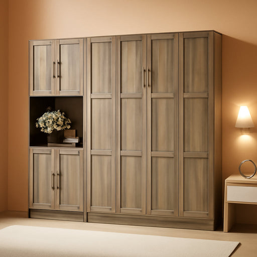 Modern Queen Size Murphy Bed, Hidden Foldable Wall Cabinet Bed Frame with Wood Slat, Space-Saving, No Spring Box Required, 95.85W'', Brown