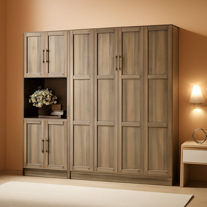 Modern Queen Size Murphy Bed, Hidden Foldable Wall Cabinet Bed Frame with Wood Slat, Space-Saving, No Spring Box Required, 95.85W'', Brown