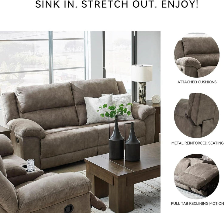 Laresview Contemporary Faux Leather Manual 2 Seat Reclining Sofa, Gray