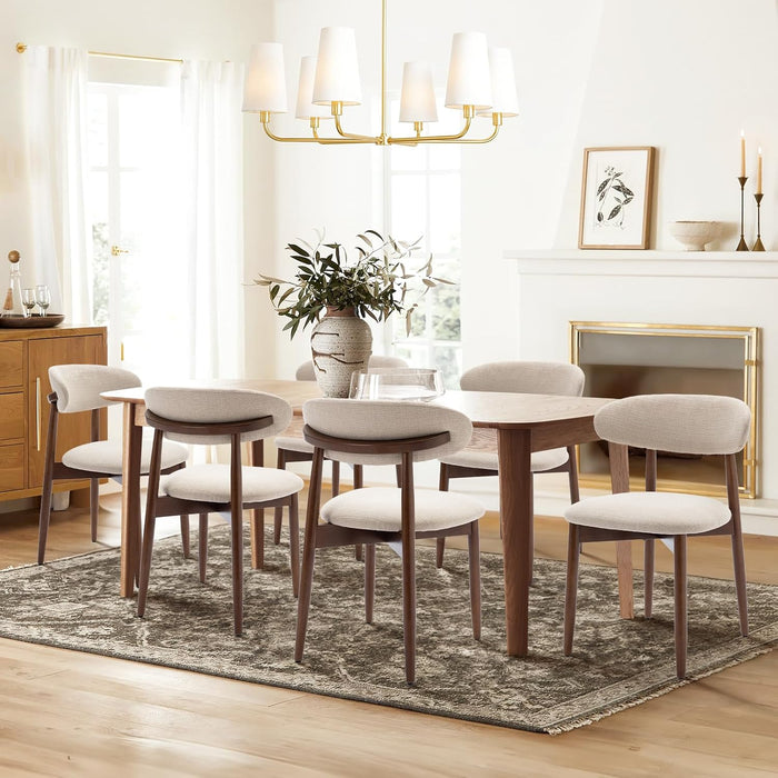 Wooden Dining Chairs Set of 4, Upholstered Kitchen Side Chair, Beige