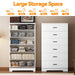 48" Tall Dresser for Bedroom Chest of Drawers with Power Outlets Wood 6 Drawers Dresser with Large Storage Space and Metal Handles Modern Closet Storage Drawer for Living Room Hallway White