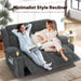 Loveseat Recliner Sofa, 2 Seater Minimalist Style Fabric Manual Pull Tab Reclining Loveseat with USB Charge Ports, Cup Holders, Recliner Love Seat Couches for Living Room, RV, Gray