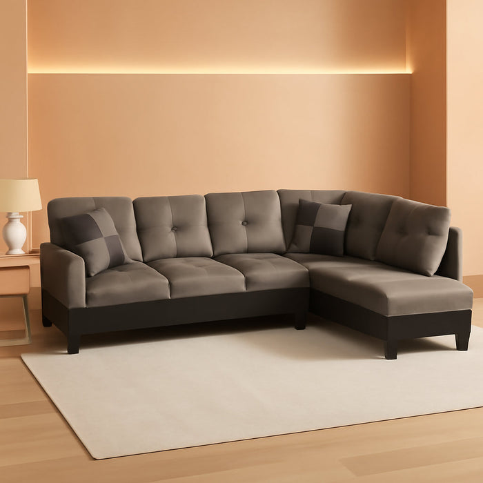 2 Pieces Sectional Sofa Sets, L-Shape Sofa Microfiber Couch Living Room Sofa Set with Chaise Using for Living Room Furniture(A-Taupe, Right Hand Facing)