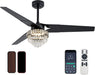 Premium Black Crystal Chandelier Ceiling Fan Remote