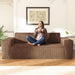 Sofa-In-A-Box, Memory Foam 3-Seater Couch, No Installation & Easy to Transport, Deep Seat Modern Sofa with Corduroy Fabric, Couch for Living Room, Bedroom, Apartment, Home Office, Brown