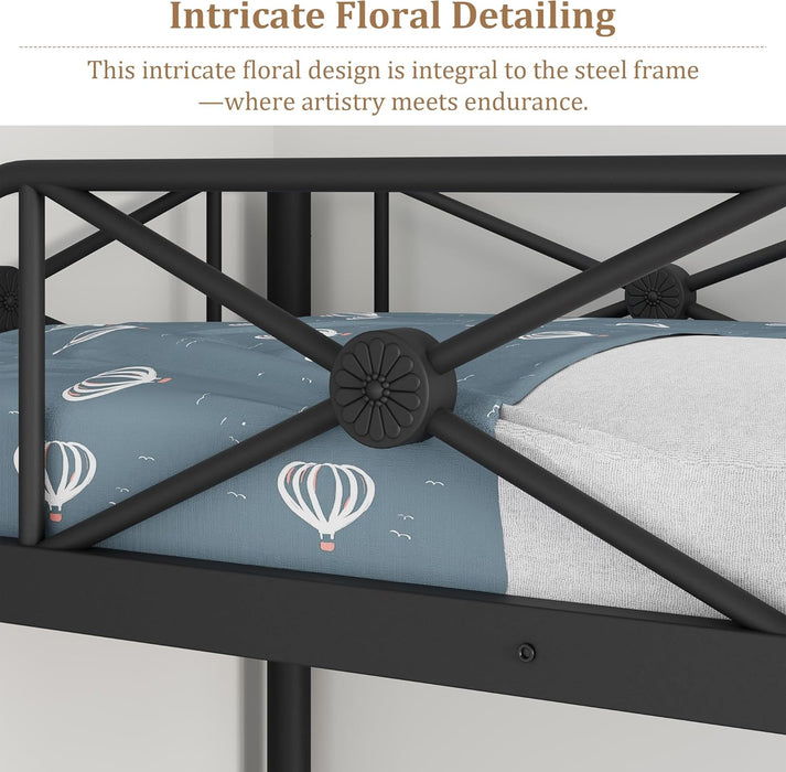 JetBlack IndustrialGrade Steel Twin Over Full BunkBed