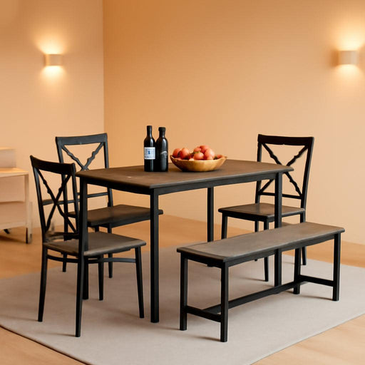 6 Pieces Dining Set 6-Piece Kitchen Table Set Perfect, Easy Assembly Seater for Indoor Home, Dinner, Kitchen, Gray（1 Table+4Chair+1Stool