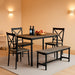6 Pieces Dining Set 6-Piece Kitchen Table Set Perfect, Easy Assembly Seater for Indoor Home, Dinner, Kitchen, Gray（1 Table+4Chair+1Stool