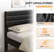 Full Upholstered Bed Frame, Adjustable Headboard, PU Leather Black