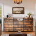 72" Long Dresser for Bedroom, 13 Fabric Drawers Dresser for Closet, Wide Chest of Drawers with 2 Open Shelves, Large TV Stand for 70,80 Inch TV, Wood Top, Rustic Brown