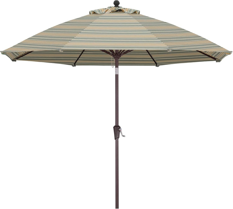OLEFIN® 5-Year No Fading 9FT Outdoor Patio Umbrella(Brown Stripe)