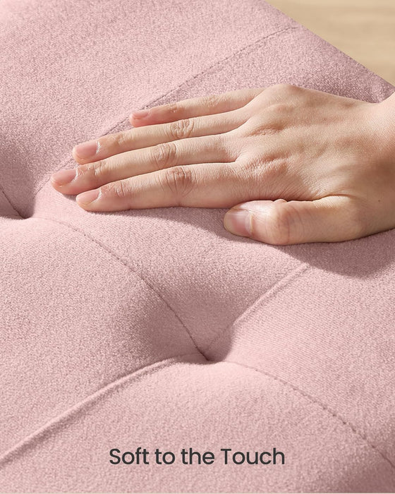 Storage Ottoman Bench, Folding Storage Chest, 15 X 30 X 15.2 Inches, Foot Rest Stool, 20 Gal. (77 L), Velvet Surface, for Bedroom, Entryway, Living Room, Jelly Pink ULSF0517R01