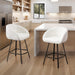 26'' Swivel Counter Stools, Modern Bar Stools for Kitchen Counter, White Sherpa Kitchen Counter Stools, Upholstered Barstools with Backs, Counter Height Stool Chairs with Metal Legs