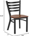 2 Pack HERCULES Series Black Ladder Back Metal Restaurant Chair - Cherry Wood Seat