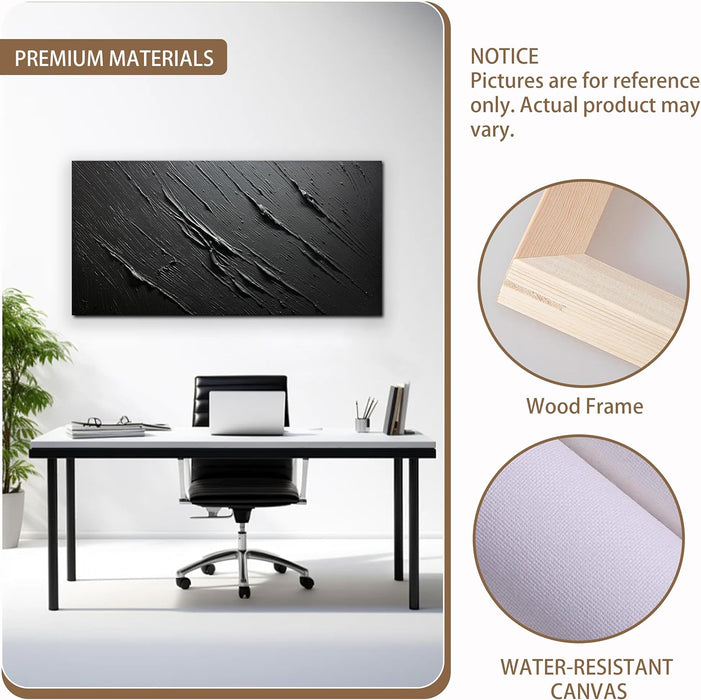 Black Abstract Wall Art for Living Room Hand Painted Minimalist Textured Oil Painting Large Artwork for Bedroom Office Ready to Hang 20X40 Inch