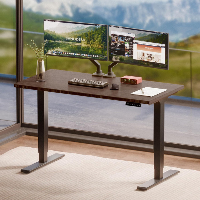 Solid Bamboo Dual Motor Standing Desk, 220 Lbs, 48×24