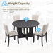 47.3" round Dining Set with 4 Upholstered Dining Chairs, Modern Dining Table Set for 4, 5-Piece round Dining Table Set for Living Room, Kitchen, Antique Black & Beige