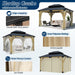 11FT X 13FT Outdoor Wood Gazebo - Patio Wooden Gazebo with Galvanized Steel Hardtop, Heavy-Duty Double Roof Gazebos with Netting & Curtains for Garden, Poolside, Deck, Backyard
