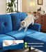 Velvet 83 Inch Sectional Sofa With Movable Ottoman