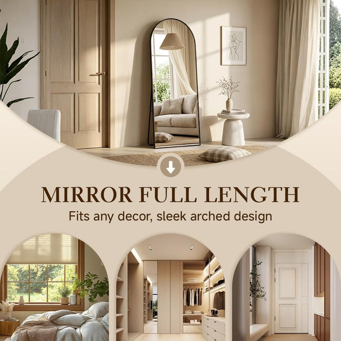 58"X18" Floor Mirror Full Length, Arched Full Length Mirror with Stand, Full Body Mirrors for Bedroom Living Room or Cloakroom Black