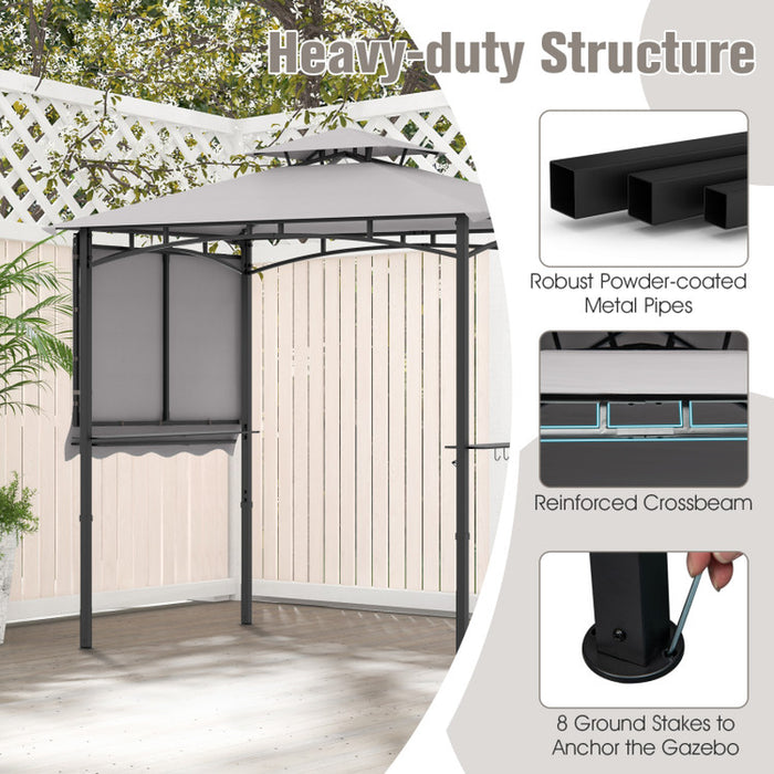 11 X 5 FT Grill Gazebo with Side Awning and Double-Tiered Top