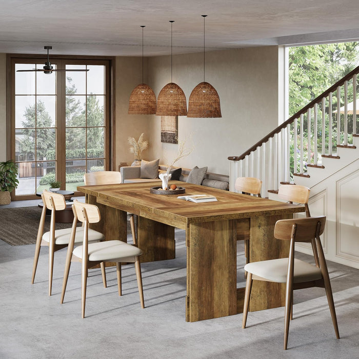 63-Inch Farmhouse Dining Table for 4-6, Rectangular Kitchen Dinner Table with Large Tabletop for Dining Room, Kitchen, Rustic Brown