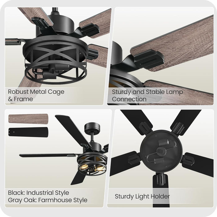 52-Inch Industrial Ceiling Fan With Integrated Remote