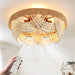 Boho Ceiling Fans with Lights: 20 Inch Wood Beaded Flush Mount Fandelier with Remote and Timer Control - Elegant Vintage Caged Ceiling Fan - Indoor Quiet 6 Speeds for Bedroom, Living Room